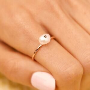 Pura Vida Genuine Pearl Ring Thin Band - Size 9 - NEW